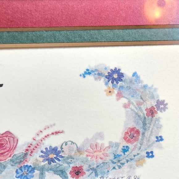 Vintage 1994 Artist D. Sweet "Heart Strings" Matted & Framed Print 16"X6"X0.75" - Picture 4 of 11